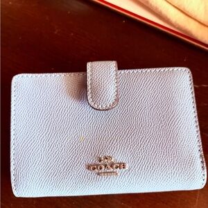 Coach Women's Pebble Leather Wallet and Card Holder in Slate Blue